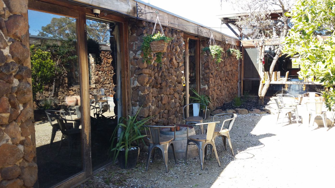 The stone walls and courtyard of the Sunnystones homestead