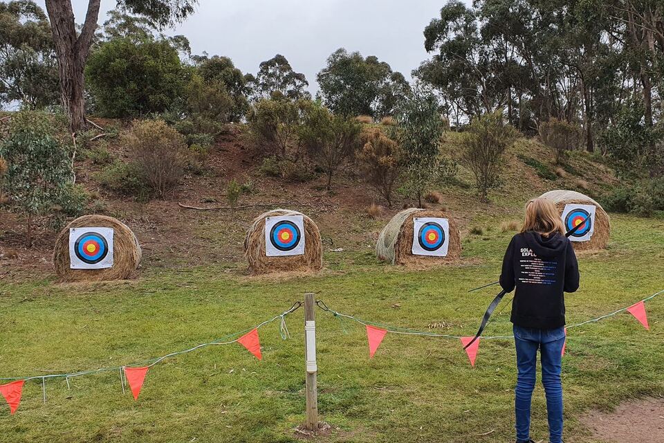 The archery range with round targets set into the hillside